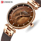 CURREN Mode Frauen Uhr für Damen, Quarzuhren Wasserdicht Stahl Mesh Weiblich Armbanduhr