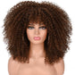 Kurzes Haar Afro Kinky Curly Perücken mit Pony für schwarze Frauen, afrikanische synthetische  Lolita Perücken