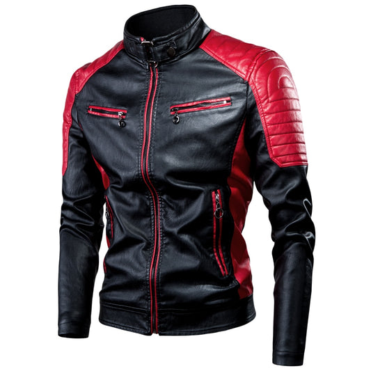 Herren Lederjacke, 2023 Mode Biker Jacke
