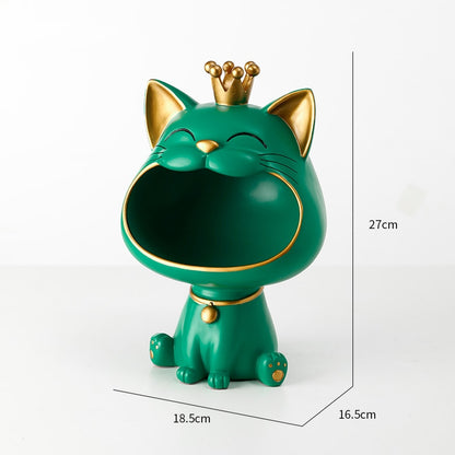 Krone Katze Statue Dekor, Nette Katze Skulptur für Wohnzimmer, Schreibtisch Aufbewahrungsbox