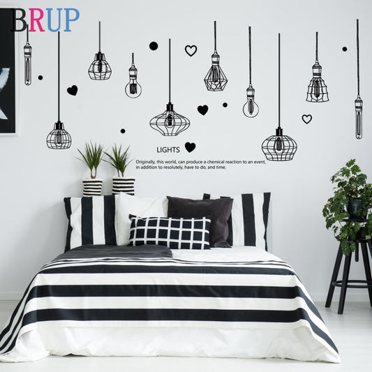 226*97cm Schwarzer Kronleuchter Wandaufkleber Glühbirne Home Decor für Wohnzimmer Schlafzimmer Kunst DIY Vinyl Wandaufkleber abnehmbar