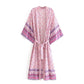 Langes Kimono Hemd mit Blumendruck