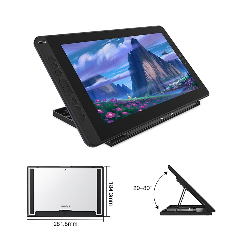 Huion Kamvas 13 Grafiktablett Monitor AG, Glasstift Display Zeichenmonitor 8192, Batterieloser Stylus für Android Windows MacOS