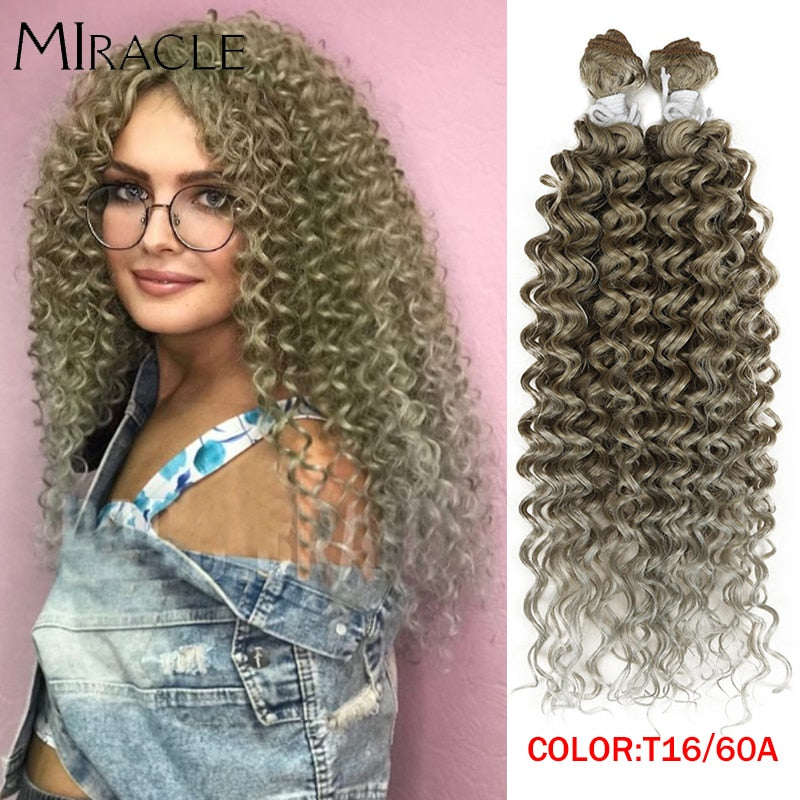 Afro Kinky Curly Hair Wave Synthetisches Haar Hitzebeständig Deep Wave Hair Bundles Extensions Braun 2Pcs / Lot 26Inch