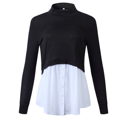 Herbst Winter Schwarz gestrickte Frauen Rollkragenpullover