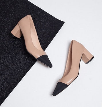 Damenschuhe Kleiner Mittlerer Absatz, elegant, Echtleder für Büroarbeit , Komfortschuhe