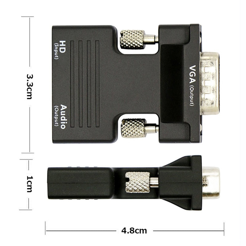 HDMI-kompatible Buchse zu VGA-Stecker Konverter 3.5mm Audio Kabel Adapter 1080P FHD Video Ausgang für PC Laptop TV Monitor Projektor