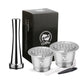 Wiederverwendbare und nachfüllbarenesspresso, Kaffeekapseln  für Nespresso-Maschine mit Tamper Edelstahlkapsel