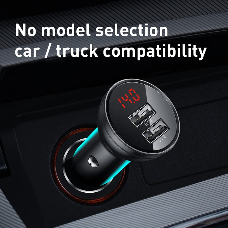 Baseus 24W USB Autoladegerät Duales USB Ladegerät mit LED Anzeige Universelles Handy Ladegerät für iPhone Huawei Xiaomi