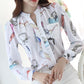 Neue Mode Plus Größe Frauen Tops Shirt Weiß Druck Dünne Weibliche Kleidung Langarm, Chiffon Bluse Frauen