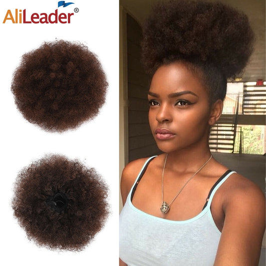 Alileader Synthetische Haarknoten, Afro Kordelzug Pferdeschwanz Flauschige, Afro Puff Haarknoten, Clips im Haarschwanz Pferdeschwanz Zubehör 1St