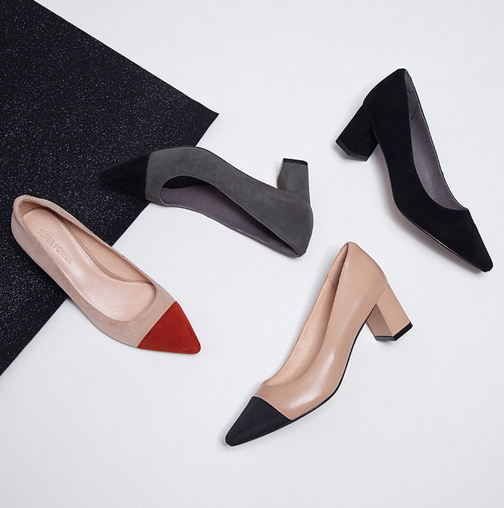 Damenschuhe Kleiner Mittlerer Absatz, elegant, Echtleder für Büroarbeit , Komfortschuhe