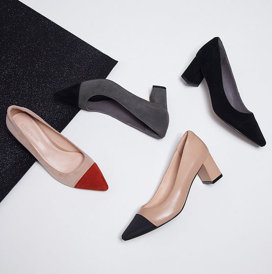 Damenschuhe Kleiner Mittlerer Absatz, elegant, Echtleder für Büroarbeit , Komfortschuhe
