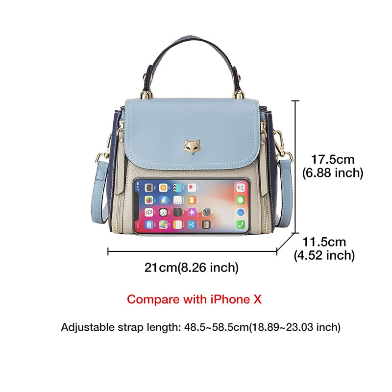 Foxer Lederhandtaschen für Frauen, Echtes Leder Damen Top-Griff Taschen mit Verstellbarem Schultergurt