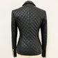TOP QUALITÄT 2023 Damen Designerjacke Zweireihiger Löwe Knöpfe Gitter, Nähen Kunstleder Blazerst