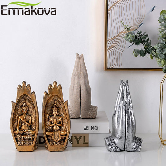 2 Stücke Buddha Statue Hände Skulpturen, Mönch Figur Tathagata Indien Yoga Fengshui Heimdekoration