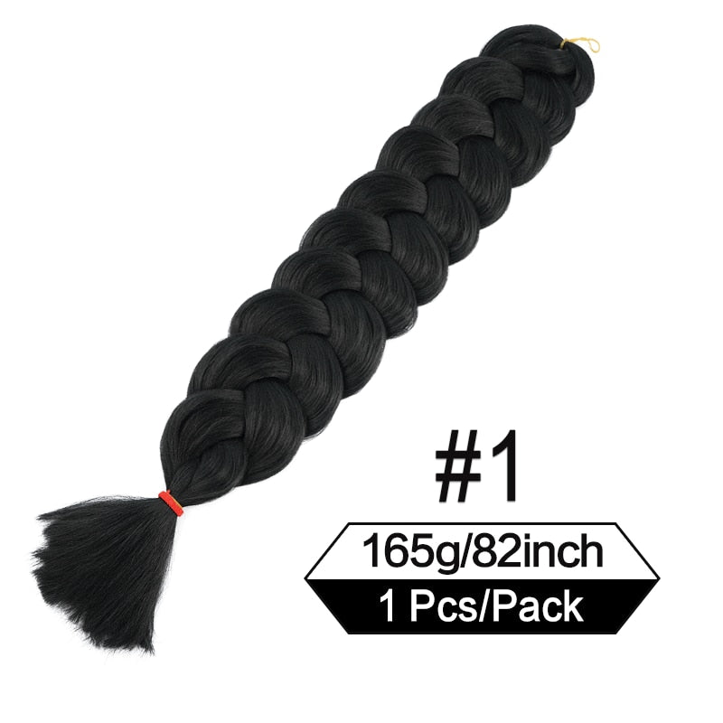 82 Zoll 165g/Pack Synthetische Häkelhaare Vorgedehnte Jumbo Flechthaar Hochtemperatur Faser Haarverlängerungen Für Box Zöpfe