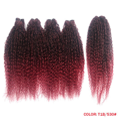 Synthetische Haarverlängerungen für Herbstfrauen Afro Curly Hair Bundles 24 Zoll, Ombre Blonde High Temperature Fiber Hair Weave Bundle