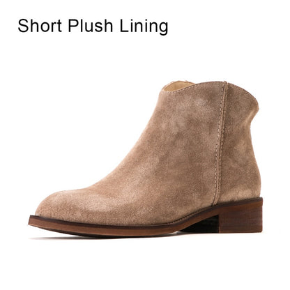 BeauToday Stiefeletten Damen Top Qualität Kuh Wildleder Reißverschluss, Herbst Mode Dame, Echtes Lederschuhe, Handarbeit