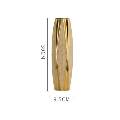 30CM Luxus Europa Gold Keramik Vase, Home Decor Kreatives Design Porzellan, Dekorative Blumenvase Für Hochzeitsdekoration