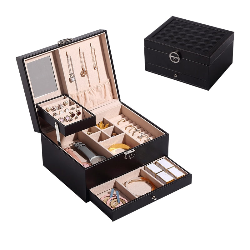 Casegrace Multi-Layer Jewelry Box Organizer, Samt-Aufbewahrungsbox für Uhren, Ohrringe & Halsketten
