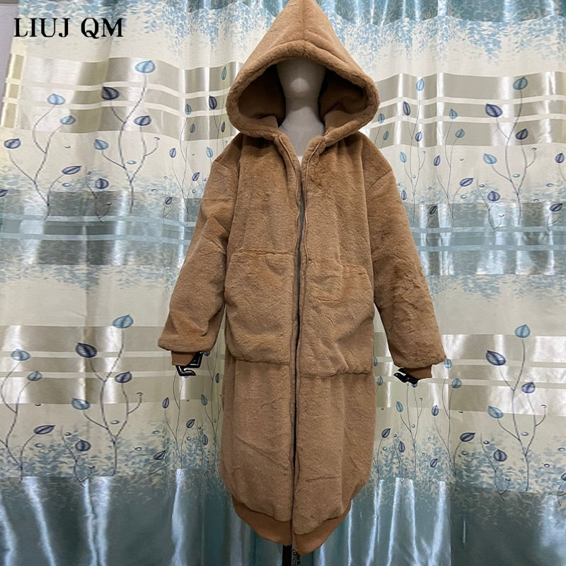 Übergroßer Winter Kunstpelz Mantel für Frauen, Kapuzenjacke