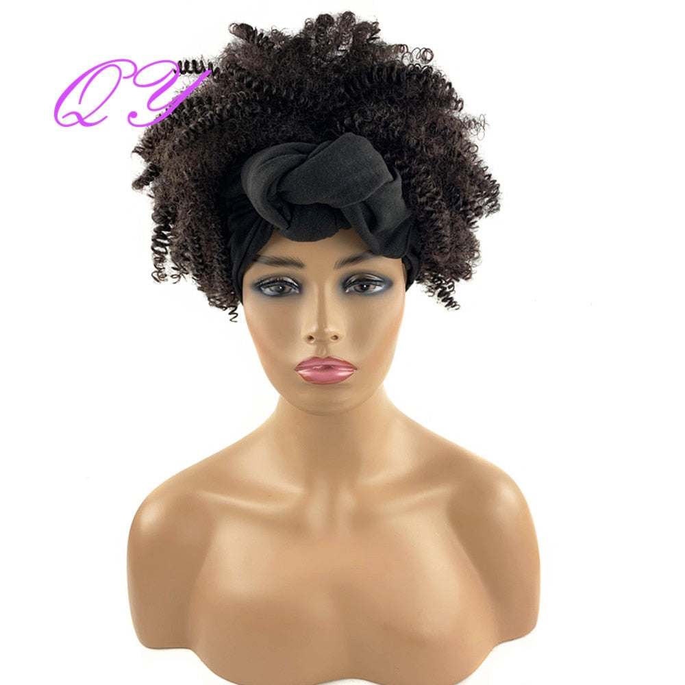 Hair Big Afro Kinky Curly Stirnband Perücken für Frauen Synthetisches Haar Perücken Turban Wrap Hair Style