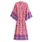 Langes Kimono Hemd mit Blumendruck