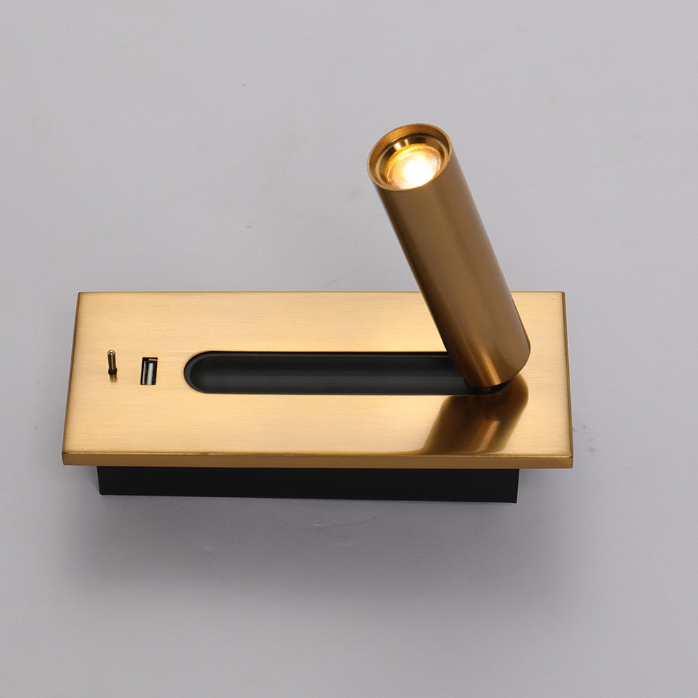 Moderne Bettlampe Innenwandlampe mit USB-Aufladung, Dekoration für Schlafzimmer, Lesebeleuchtung Hotelkopfteil 3W LED-Wandleuchte
