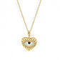 Lucky Eye Eulenherz Fatima Handpantoffeln Türkischer Böser Blick Anhänger Halskette Kupfer Goldfarbe, Langkettige Halskette für Frauen BE132