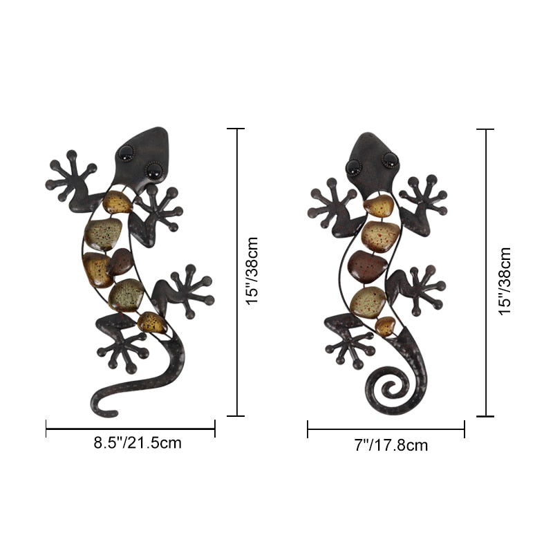 Home Decor Metall Gecko Wandkunst für Gartendekoration, Outdoor Statuen Zubehör Skulpturen und Animales Jardin