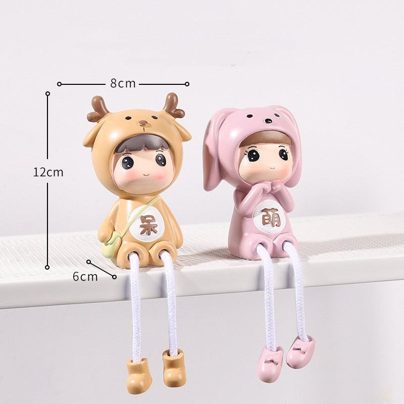 2PCS Nordic Puppe für Wohnzimmer Dekoration Kinderzimmer Dekoration Harz Puppe Hase Figur, Handwerk für Kinder Kinderzimmer Dekoration