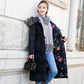 Damen Winterjacke Neuankömmling mit Fellkapuze, Langer Mantel Baumwolle Gefütterter Warmer Parka