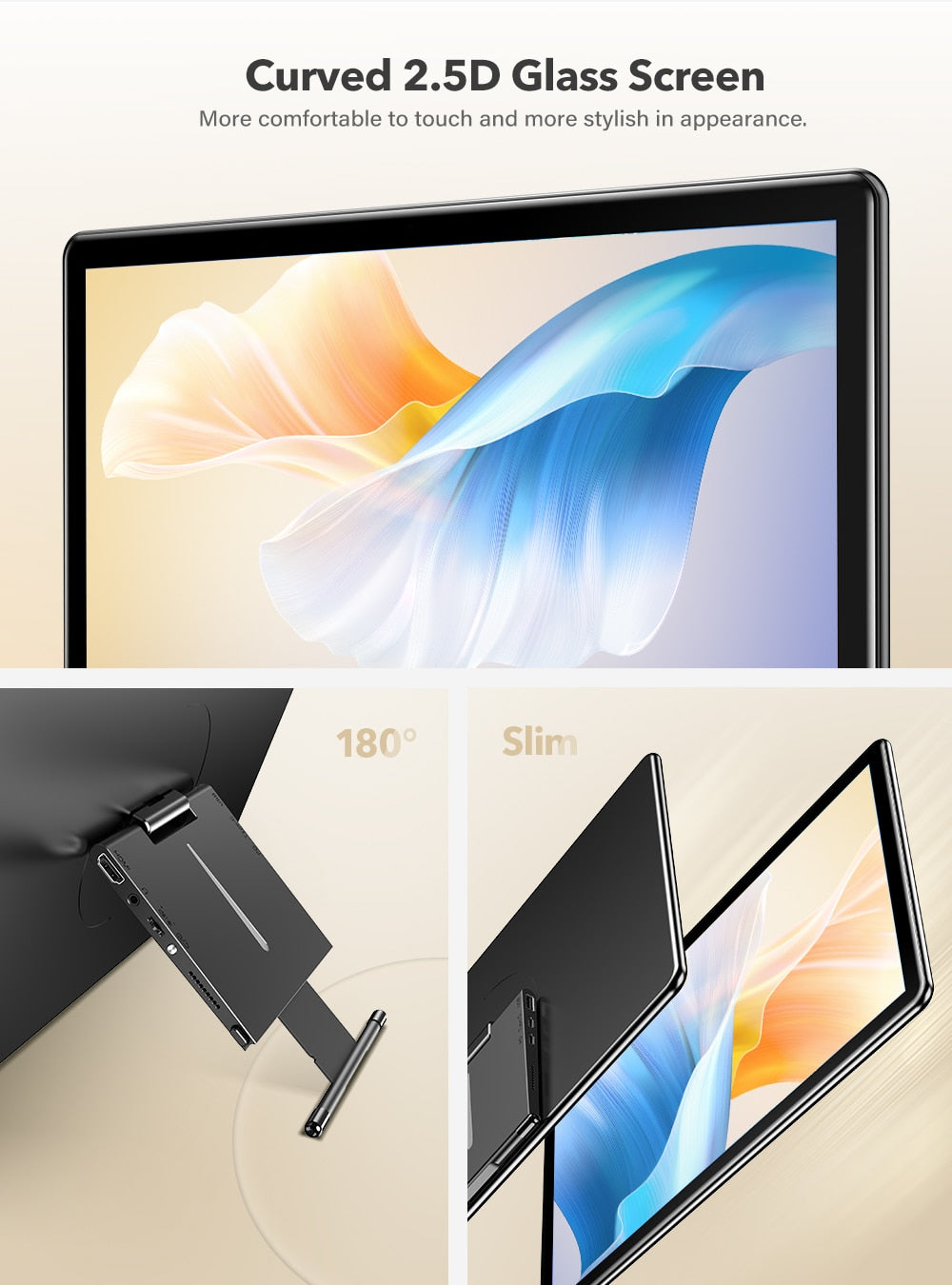 Tragbarer 15,6-Zoll-Monitor Ultradünner Metall-Touchscreen 1080P HDR IPS-Panel USB C HDMI-kompatibles Gaming-Arbeitsdisplay