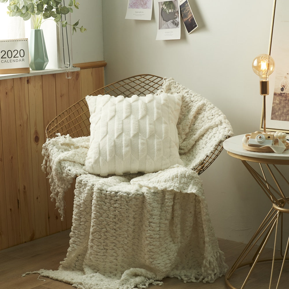 3D flauschiger Plüsch-Kissenbezug, superweicher Kissenbezug, dekorativer Überwurf, Heim-Wohnzimmer-Dekoration
