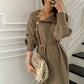 Damen Herbst / Winter gestrickter & eleganter Mantel mit Rollkragen