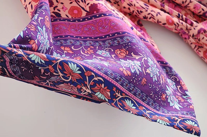 Langes Kimono Hemd mit Blumendruck