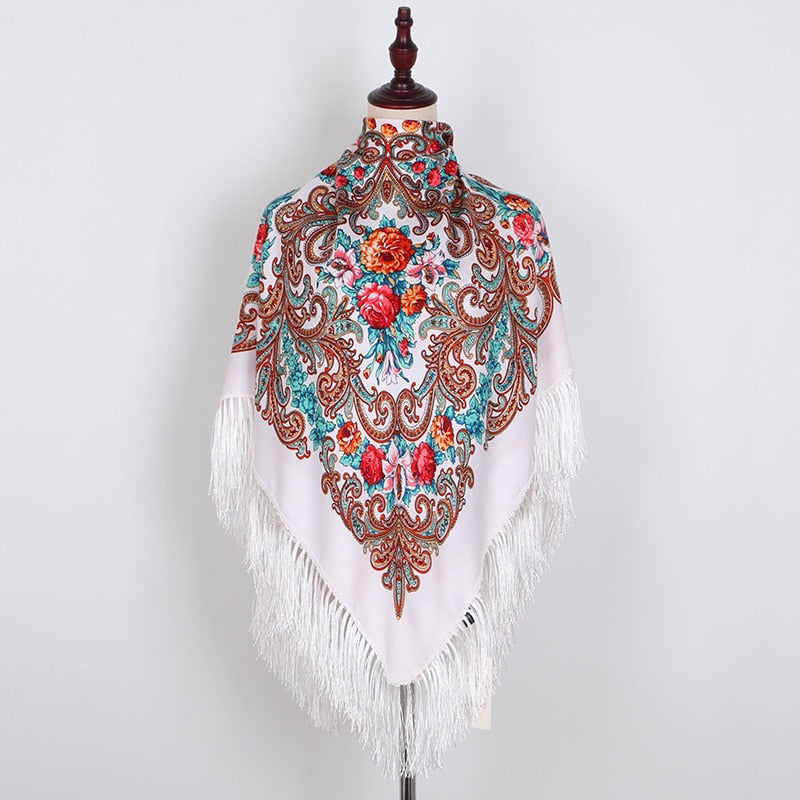 130 * 130cm Damen Traditioneller Schal, Baumwollethnische Art