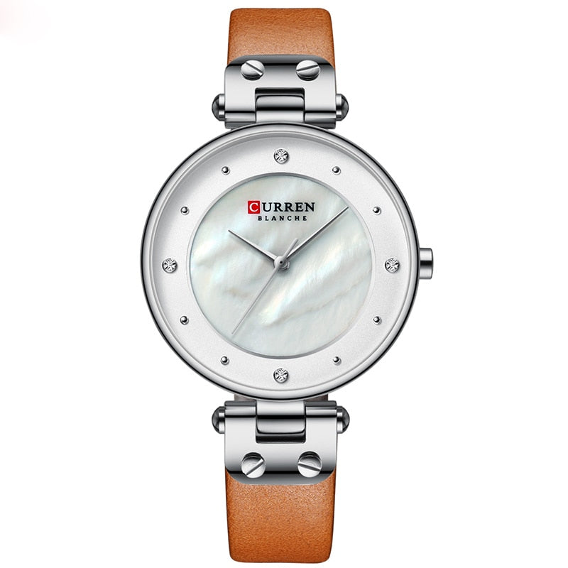 CURREN Mode Frauen Uhr für Damen, Quarzuhren Wasserdicht Stahl Mesh Weiblich Armbanduhr
