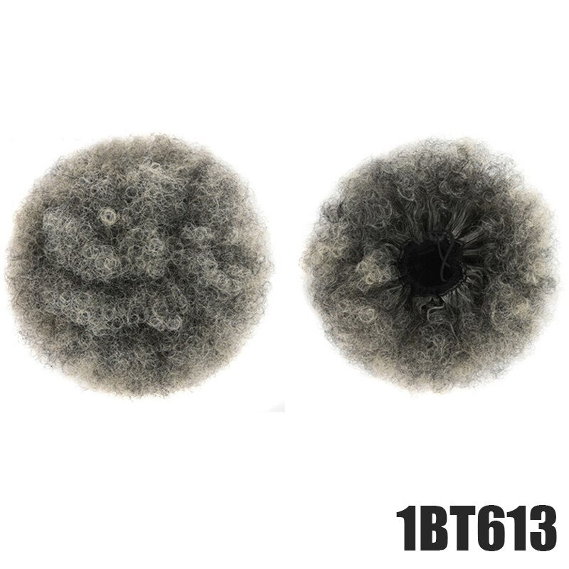 Synthetische Puff Afro Lockig Chignon Perücke Pferdeschwanz Kordel Kurz Afro