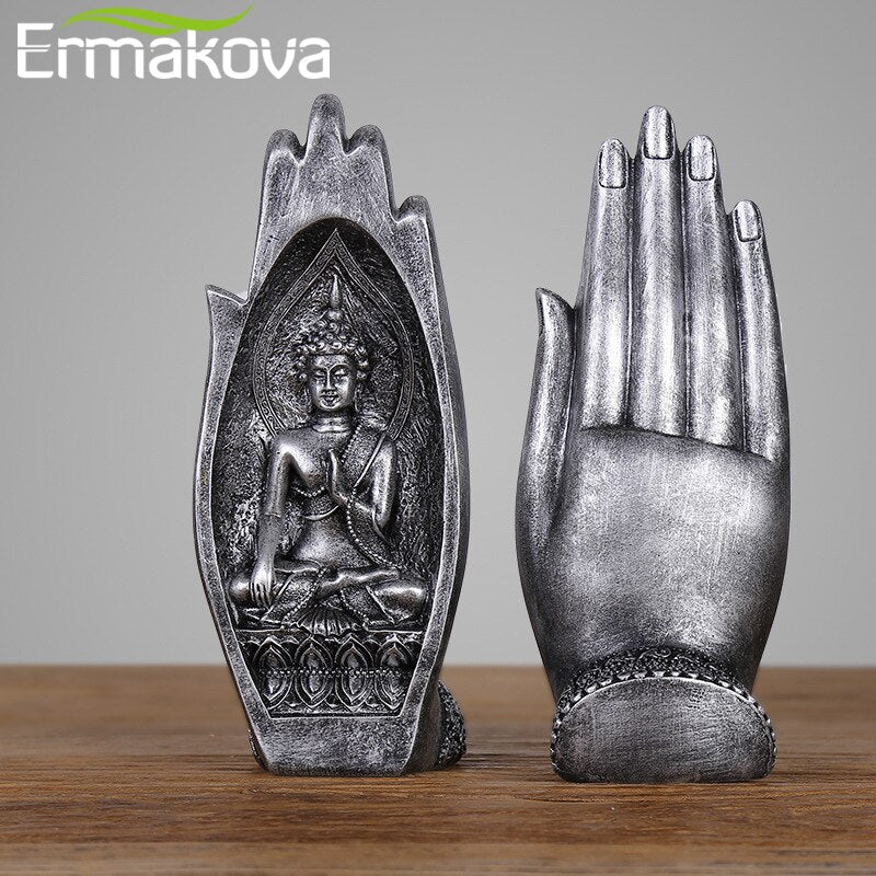 2 Stücke Buddha Statue Hände Skulpturen, Mönch Figur Tathagata Indien Yoga Fengshui Heimdekoration