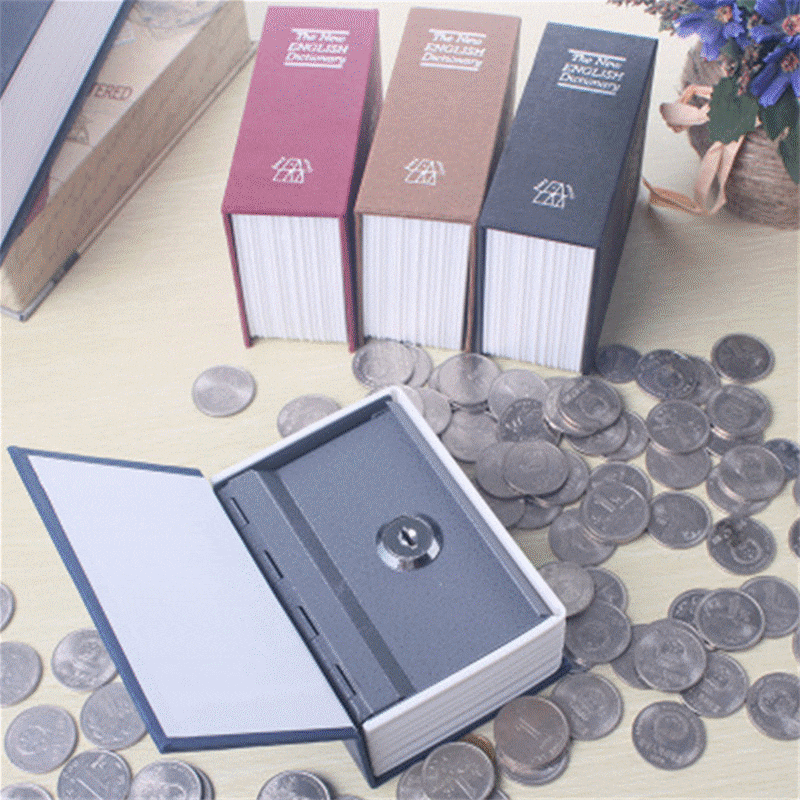 Kreatives Wörterbuch-Spardosen, Sparschwein mit Schloss, versteckte geheime Sicherheit Safe Lock Cash Coin