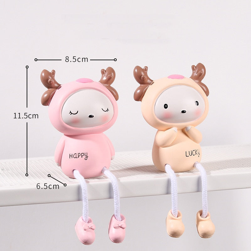 2PCS Nordic Puppe für Wohnzimmer Dekoration Kinderzimmer Dekoration Harz Puppe Hase Figur, Handwerk für Kinder Kinderzimmer Dekoration