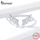 Bamoer 925 Sterling Silber Fliegende Flügel Offene Fingerringe für Frauen, einstellbare Freie Größe Original Design