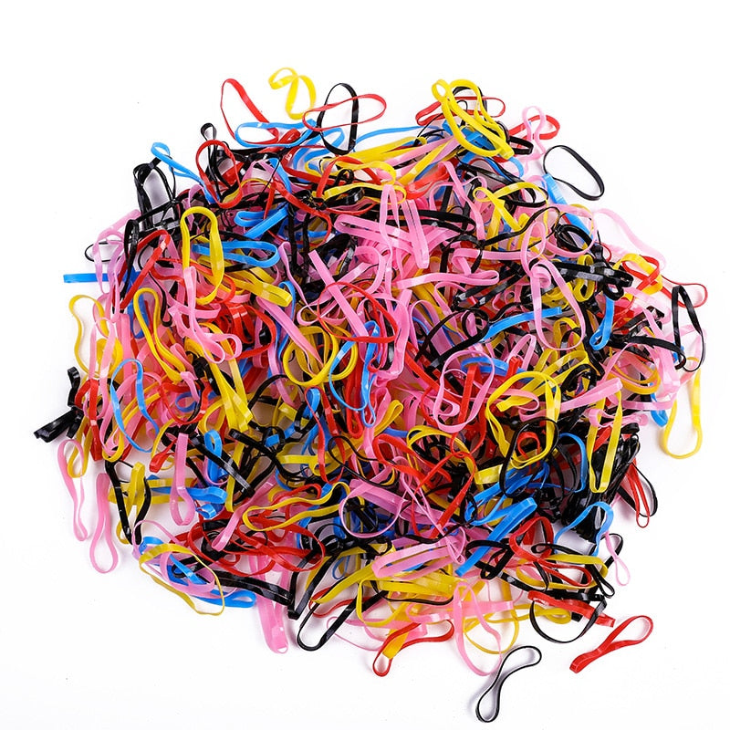 500Pcs/Pack bunte kleine Einweg-Haarbänder elastisches Gummiband Pferdeschwanzhalter, Haarschmuck für Mädchen