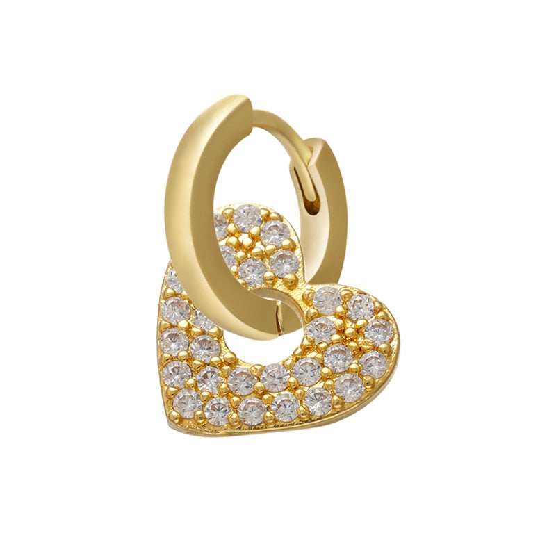 1 stück CZ kristall kleine creolen Exquisite Gold Farbe Stern-Herz, nette Damen Ohrringe für Geschenke