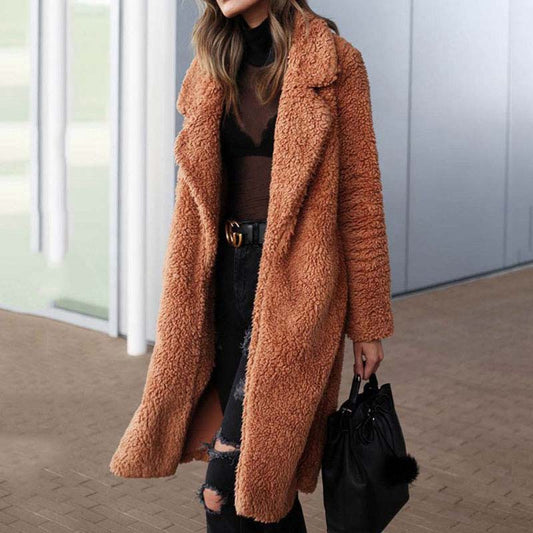 2023 Damen warme Pelzmantel, Weibliche Plüsch Teddy Mantel Outwear