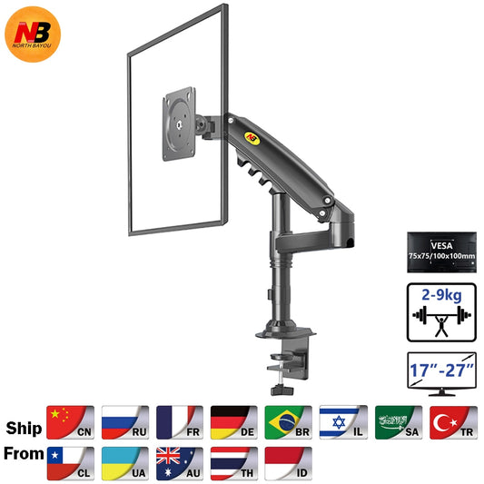Desktop-Gasfeder 17–27 Zoll; LCD-LED-Monitorhalterung TV-Halterungsarm Vollbeweglicher ergonomischer Monitor-Schreibtischständer mit einer Tragkraft von 2–9 kg