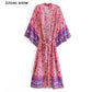 Langes Kimono Hemd mit Blumendruck