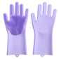 Handschuhe zum Geschirrspülen aus Silikon, Gummischwamm Schrubber zum Geschirrspülen.